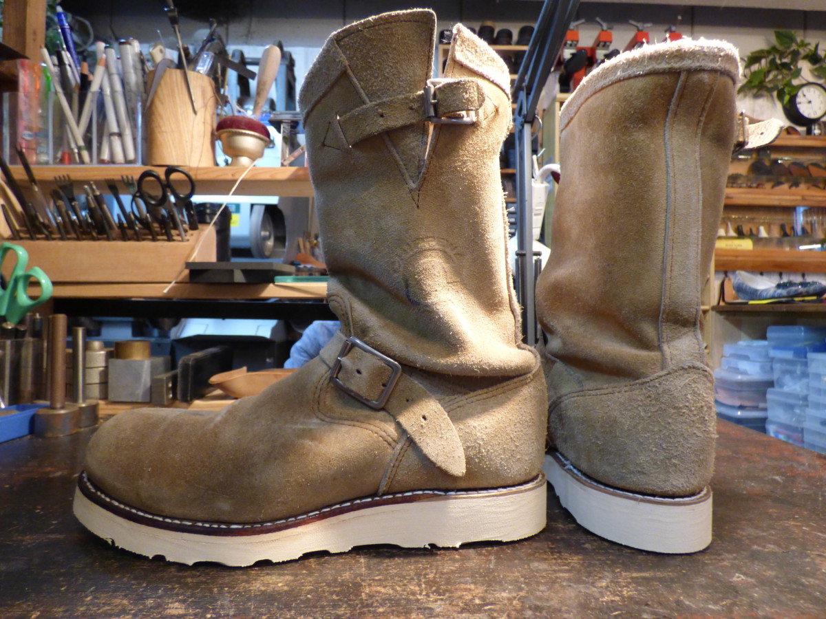 CHIPPEWA（チペワ）スエードエンジニアブーツを別のソールにカスタム 